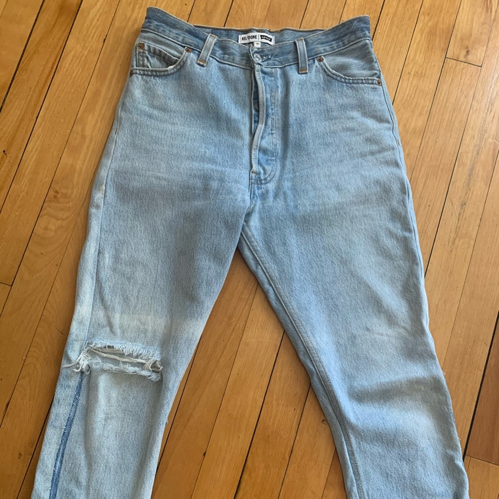 Re/Done ultra high cropped skinny light wash